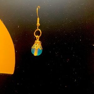 Iridescent blue green silver earrings